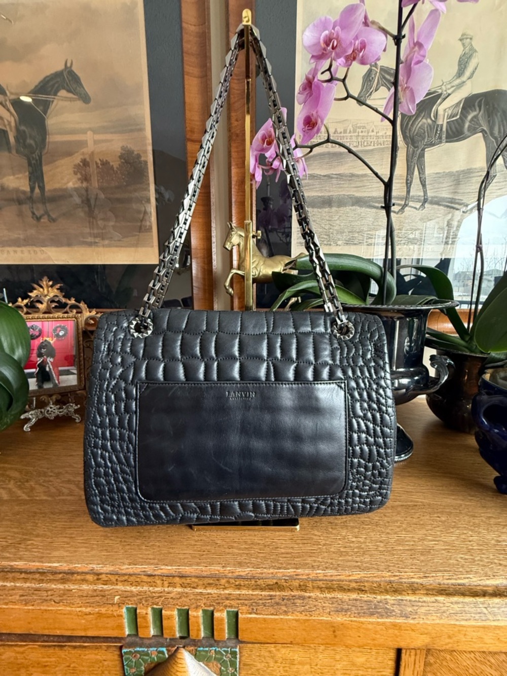 🩷❤️Stunning Lanvin Quilted Lambskin Leather Maxi XL Single Flap Bag❤️🩷 - Picture 3 of 15